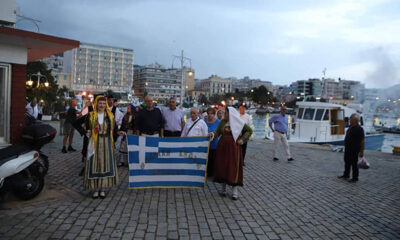 Αναπαράσταση-της-άφιξης-λόχου-Θασίων-εθελοντών,-στις-26-Ιουνίου-1913
