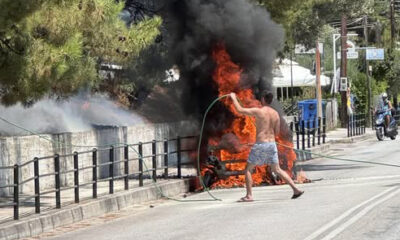 Πυρκαγιά-σε-όχημα-στο-Παληό